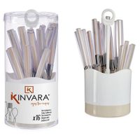 Set de Cubiertos Acero Inoxidable con Mango Beige 16 Pzas