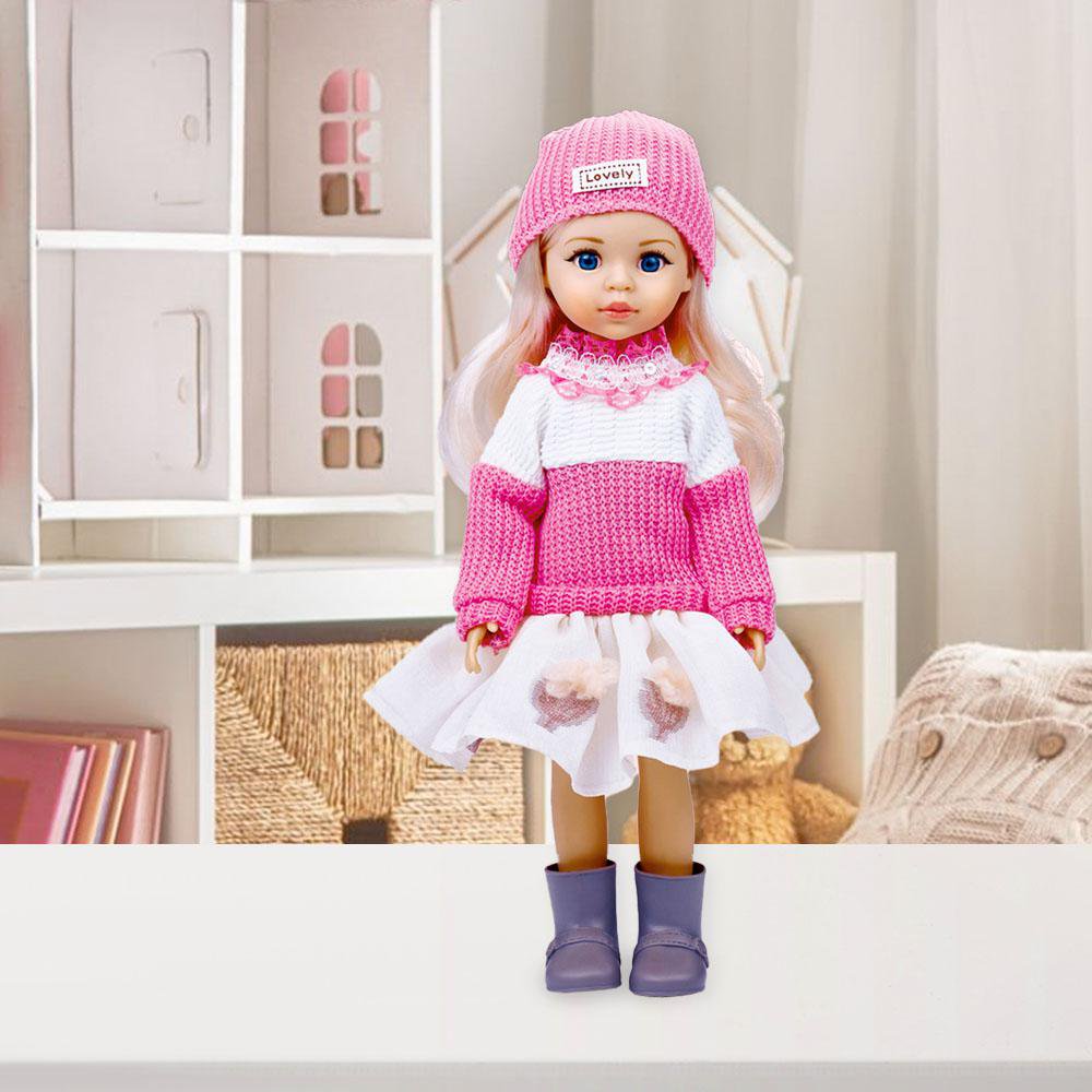 Muñeca con Vestido Tejido y Gorro de 30 Cm Muñeca con Vestido Tejido Estilo Invierno 12 Pl…