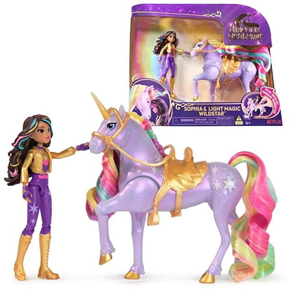 Set de Muñeca Unicorn Academy Sophia y Wildstar Magia de Luces Arcoíris 4+ Años Muñeca Sop…