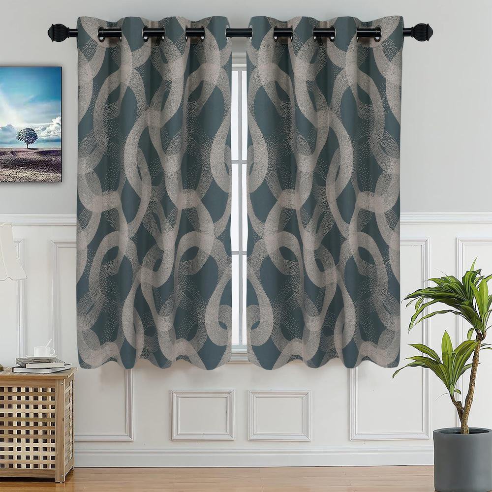Set de 2 Cortinas 80% Blackout - Varios Colores Beige Y Azul