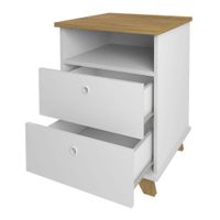 Mesa de Noche Blanca con 2 Gavetas y Repisa
