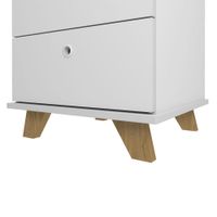 Mesa de Noche Blanca con 2 Gavetas y Repisa