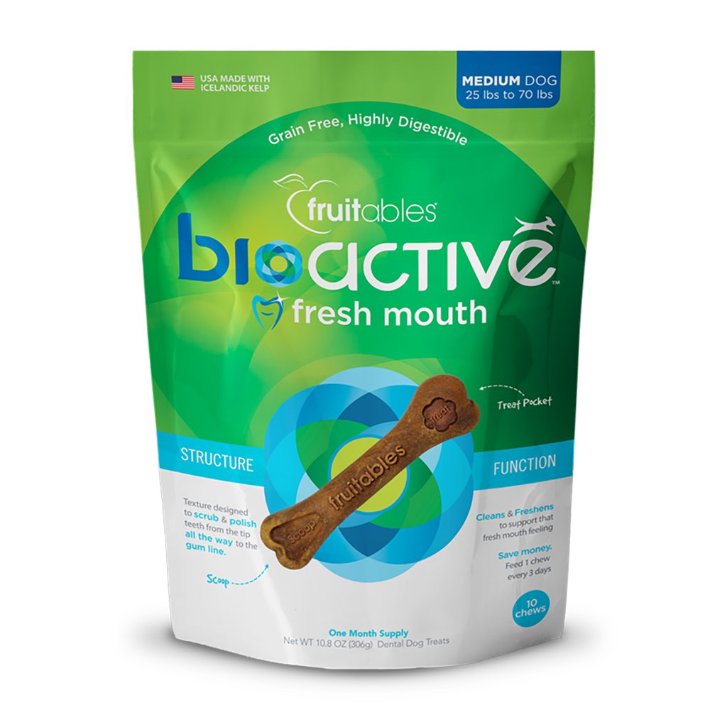 Snack para Perro Adulto Raza Mediana Salud Dental Fruitables Bioactive Fresh Mouth de 10 U…