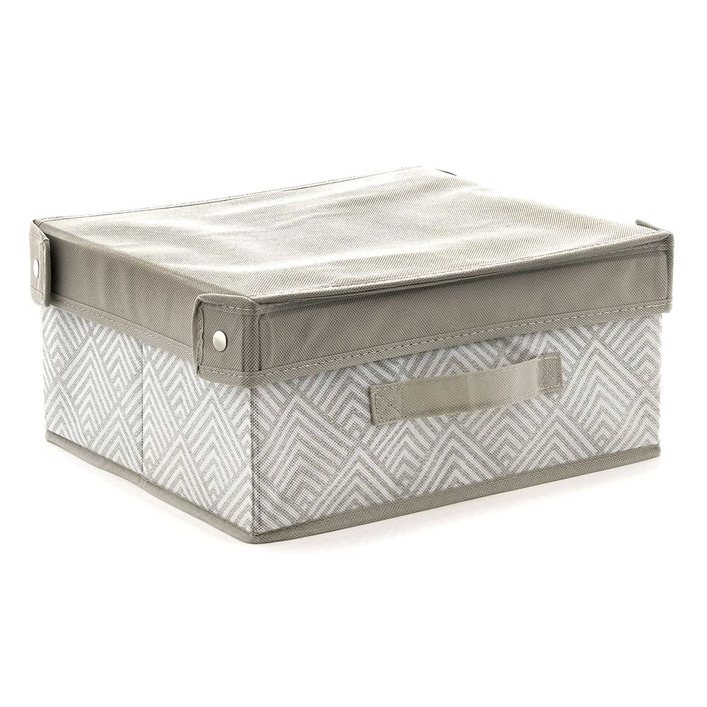 Caja Organizadora con Tapadera Color Gris y Blanco 33 x 28 x 15 cm Caja Organizadora con T…