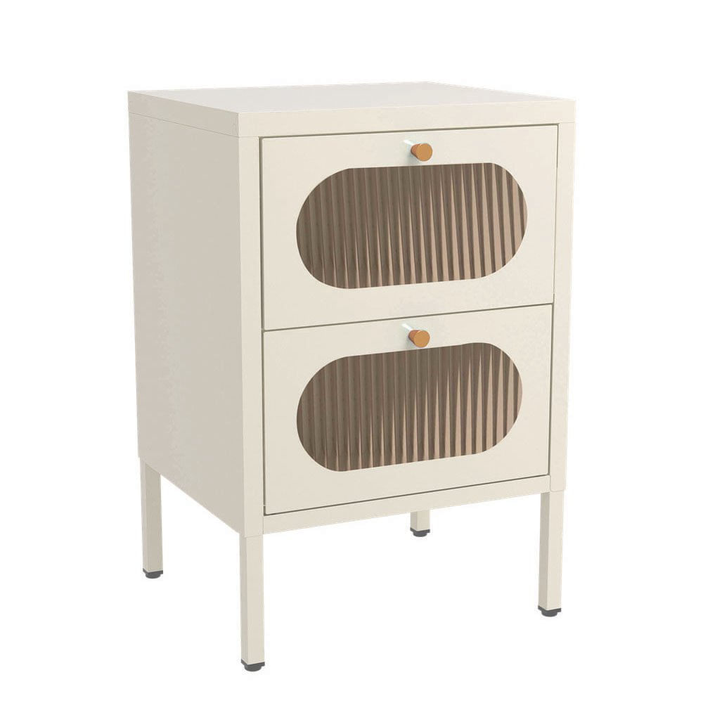 Mesa de Noche Luigi con 2 Gavetas 40 x 35 x 60 cm Color Crema Mesa de Noche con 2 Gavetas…