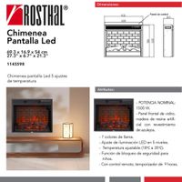 Calefactor Diseño Chimenea con Pantalla LED 5 Ajustes de Temperatura