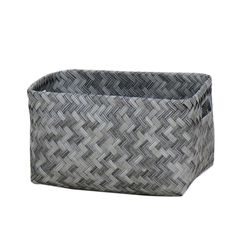 Canasta Rectangular Trenzada Gris 33X23X18 Cm
