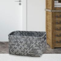 Canasta Rectangular Trenzada Gris 33X23X18 Cm