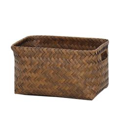 Canasta Rectangular Trenzada Café 33X23X18 Cm