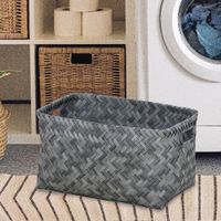 Canasta Rectangular Trenzada Gris 37X26X21 Cm