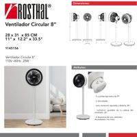 Ventilador Circular con Base Ajustable y 3 Velocidades 8 Plg