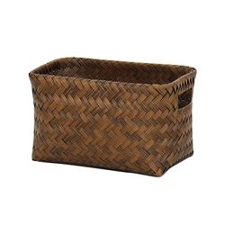 Canasta Rectangular Trenzada Café 29X19X16 Cm