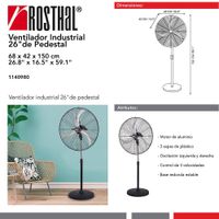 Ventilador Industrial de Pedestal 3 Velocidades Negro