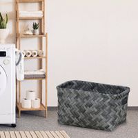Canasta Rectangular Trenzada Gris 29X19X16 Cm