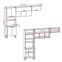 Gabinete De Cocina 8 Estantes Y 3 Gavetas Beige 260 Cm