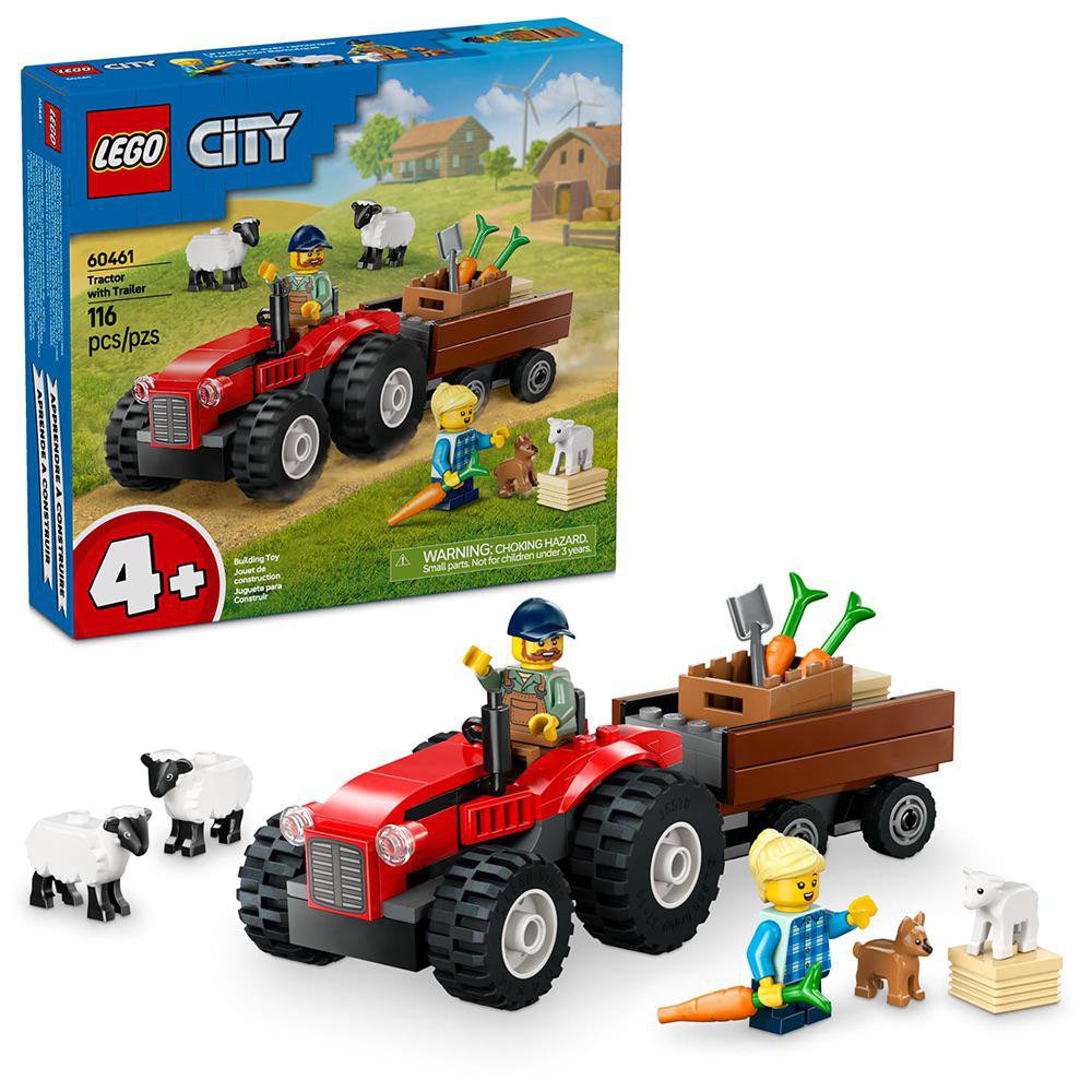 LEGO City Tractor Rojo con Remolque y Ovejas #60461 de 116 Piezas