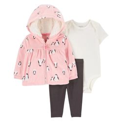 Chaqueta con Capucha Body de Manga Corta y Pantalones para Niña - Varias Tallas