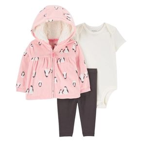 Chaqueta con Capucha Body de Manga Corta y Pantalones para Niña - Varias Tallas
