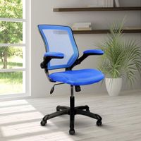 Silla Giratoria Mesh Azul con Brazos Ajustables