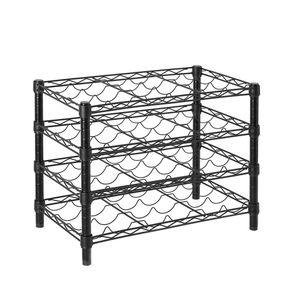 Rack para Botellas Negro de 4 Niveles