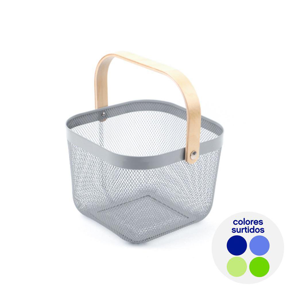 Canasta de Metal con Agarrador de Madera - Color Surtido Canasta de Metal con Agarradores…