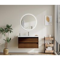 Mueble Vanity con Lavamanos Empotrable Café y Espejo 80X48 Cm