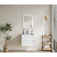 Mueble Vanity con Lavamanos Empotrable Blanco y Espejo 60X48 Cm