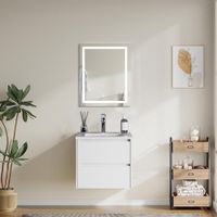Mueble Vanity con Lavamanos Empotrable Blanco y Espejo 60X48 Cm