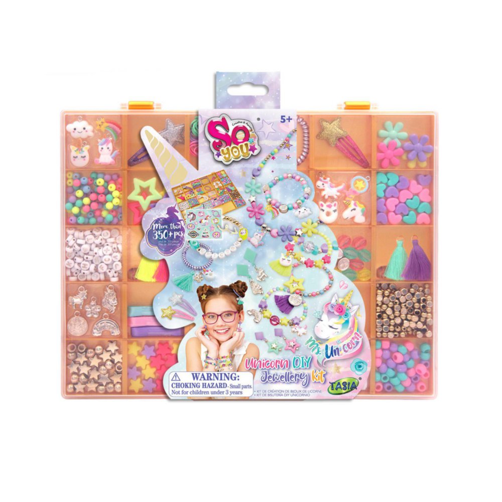 Set de Joyería DIY Personalizable de Unicornio de 350+ Piezas para 5+ Años Set De Joyería DIY Unicornio