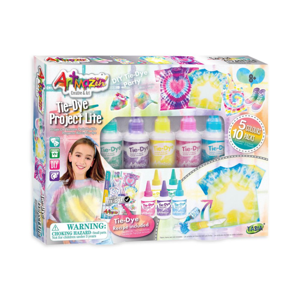 Set de Arte Batik Tie-Dye Project Lite Artmazin de 5 Colores para 8+ Años Set de Batik con…