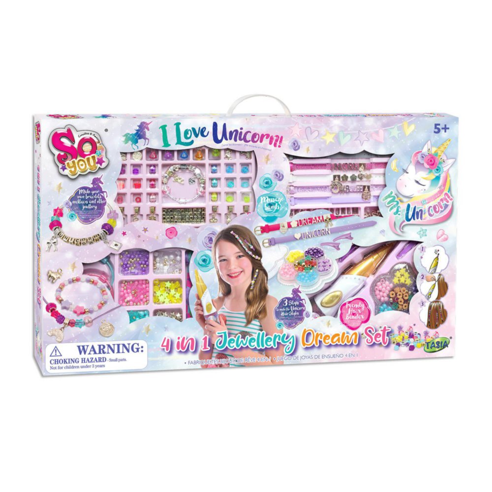 Set de Joyería Personalizable 4 en 1 Unicornio para 5+ Años Set de Joyería Unicornio So Yo…