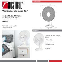 Ventilador de Mesa Blanco 16 Plg