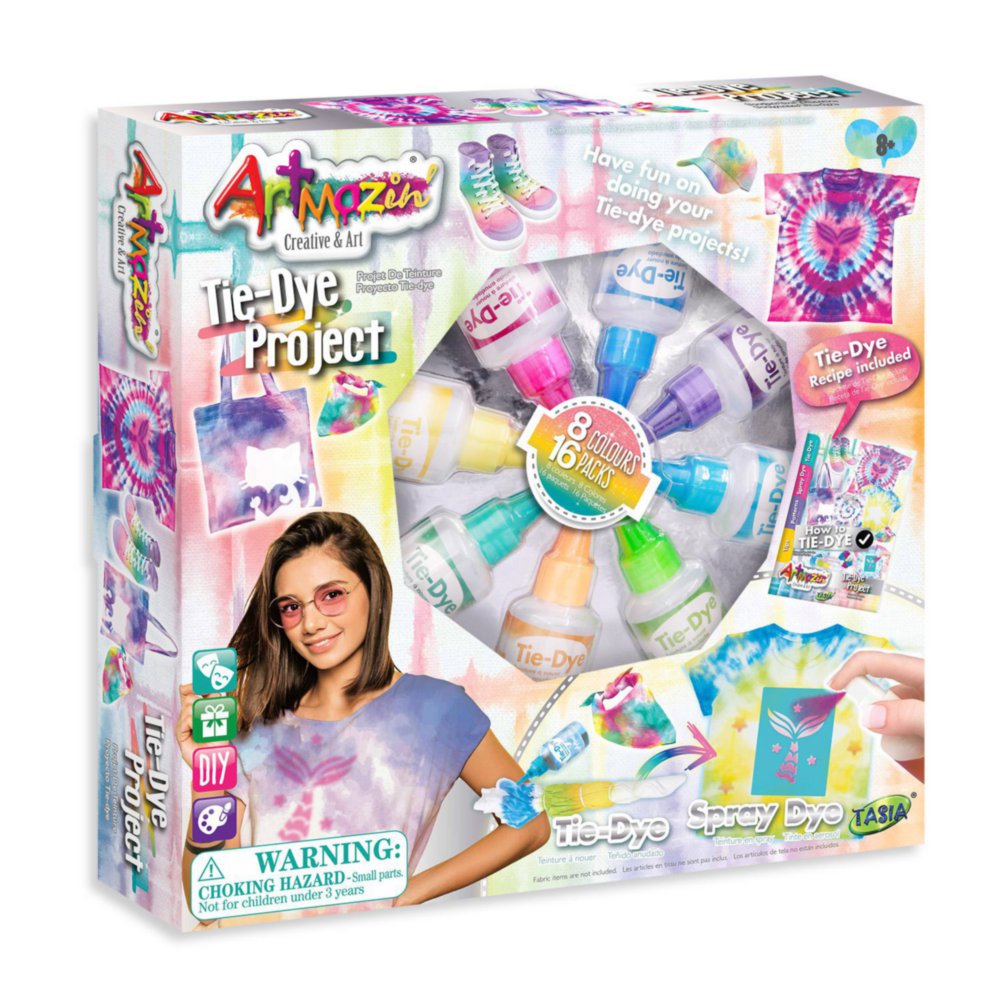 Set de Arte Batik Tie-Dye Project Artmazin de 8 Colores para 8+ Años Set de Batik con 8 Co…