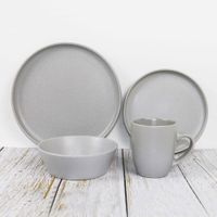 Vajilla Gris de Cerámica con Acabado Granito 16 Pzas