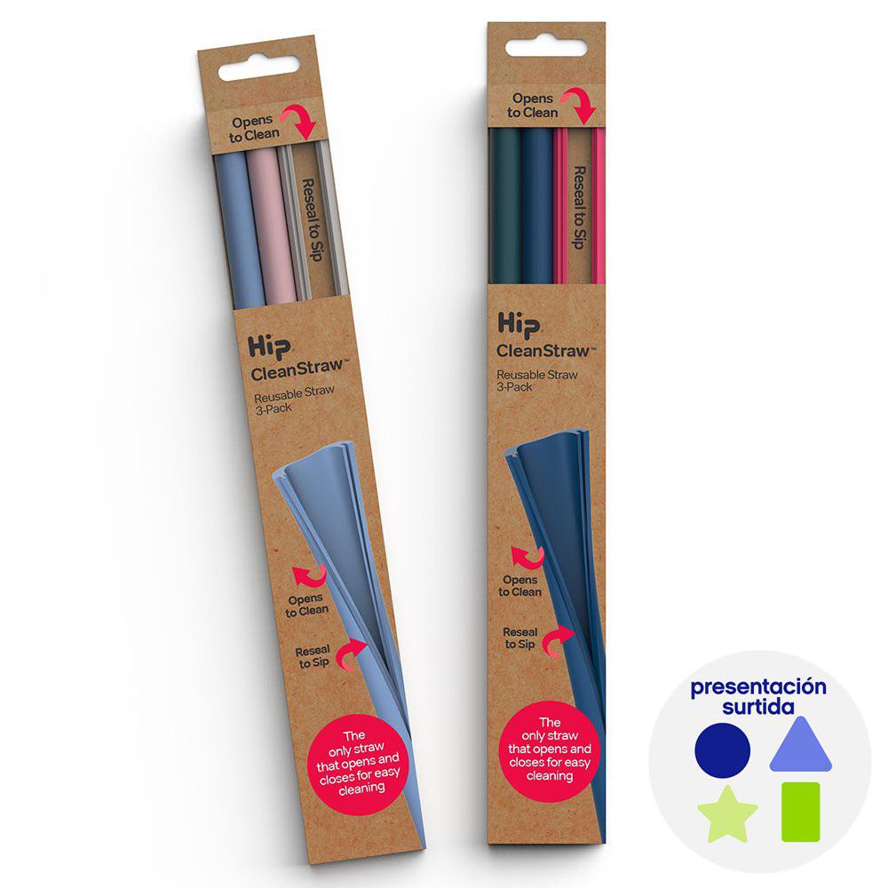 Set de 3 Pajillas de Silicón Color Surtido