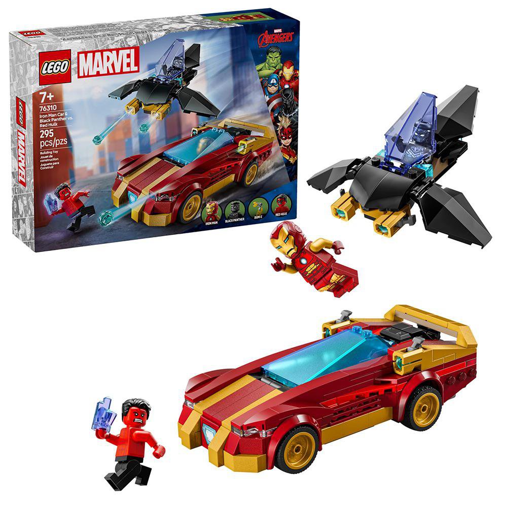 LEGO Marvel Vehículo de Iron Man y Black Panther vs. Hulk Rojo #76310 de 295 Piezas