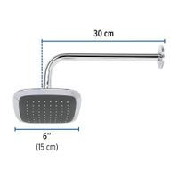 Ducha Cuadrada con Brazo Aero Cromada 6 Plg - Foset