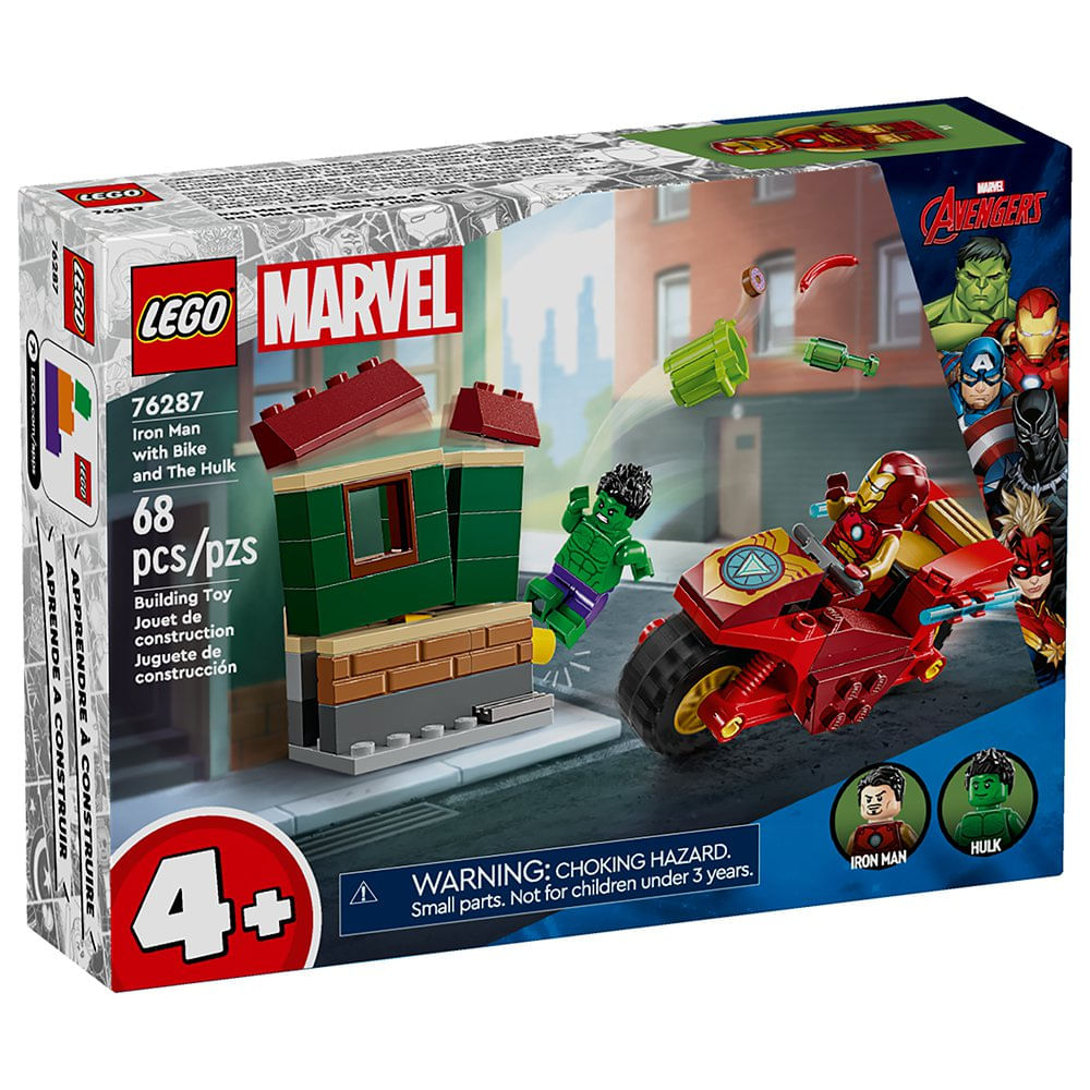LEGO Marvel Avengers Iron Man con Moto y Hulk #76287 de 68 Piezas