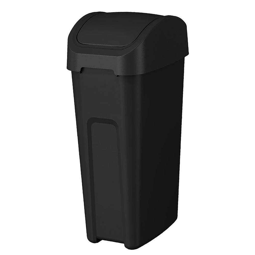 Basurero Plástico con Tapa Abatible Color Negro 50 Litros