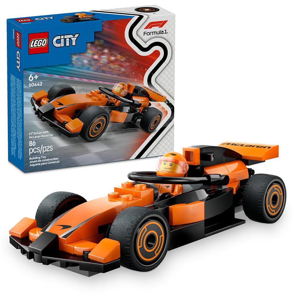 LEGO City Piloto de F1 con Auto de Carrera McLaren #60442 de 86 Piezas