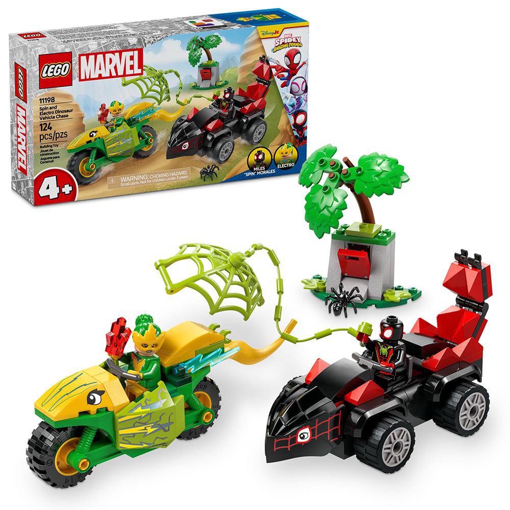 LEGO Marvel Spin y Electro: Duelo de Vehículos Dinosaurio #11198 de 124 Piezas