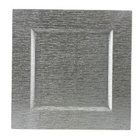 Plato Base Cuadrado Plateado con Textura