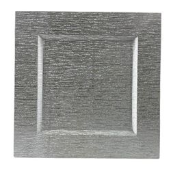 Plato Base Cuadrado Plateado con Textura