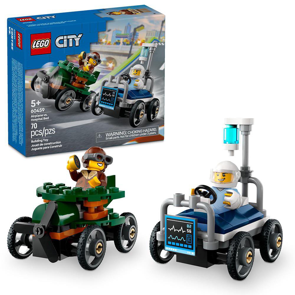 LEGO City Pack de Autos Avión vs. Cama de Hospital #60459 de 70 Piezas