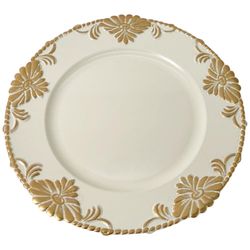 Plato Base Crema con Detalles Dorados