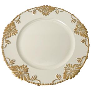Plato Base Crema con Detalles Dorados