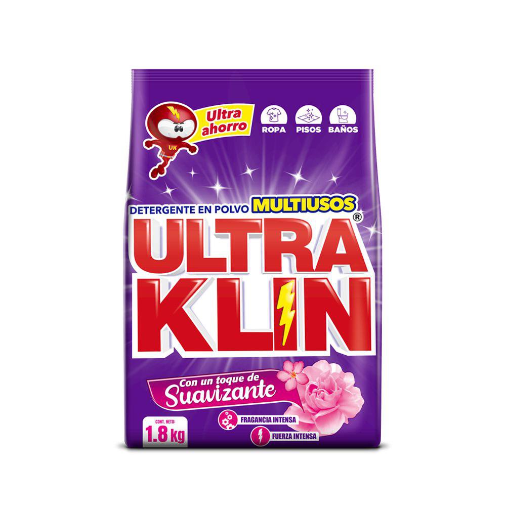 Detergente para Ropa Ultra Klin en Polvo Multiusos con Suavizante de 1.8 kg