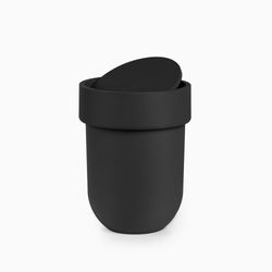Papelero Compacto Negro con Tapa Giratoria