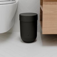 Papelero Compacto Negro con Tapa Giratoria