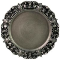 Plato Gris Decorado con Base